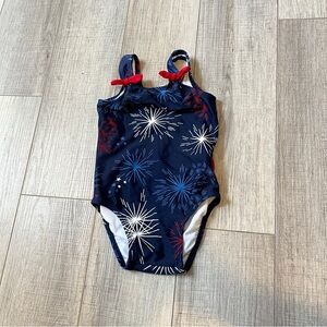 Hanna Andersson Firework Swimsuit - 18-24M - Patriotic One-Piece w/ Bows Beachy